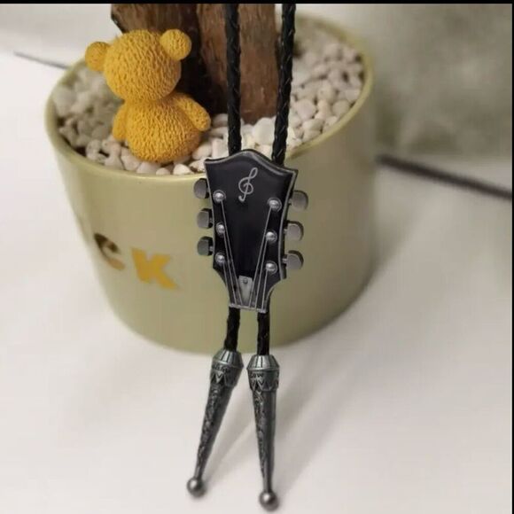 Music Lovers Black Bolo Tie Mens Casual Western Cowboy Accessory New - Picture 2 of 6